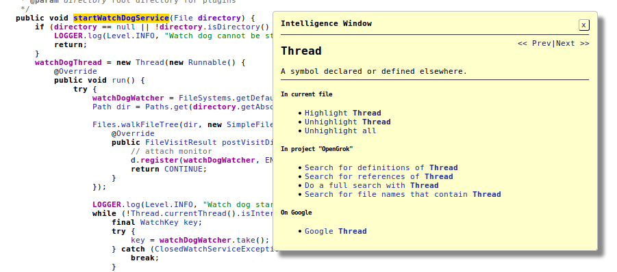 Intelligence window screenshot